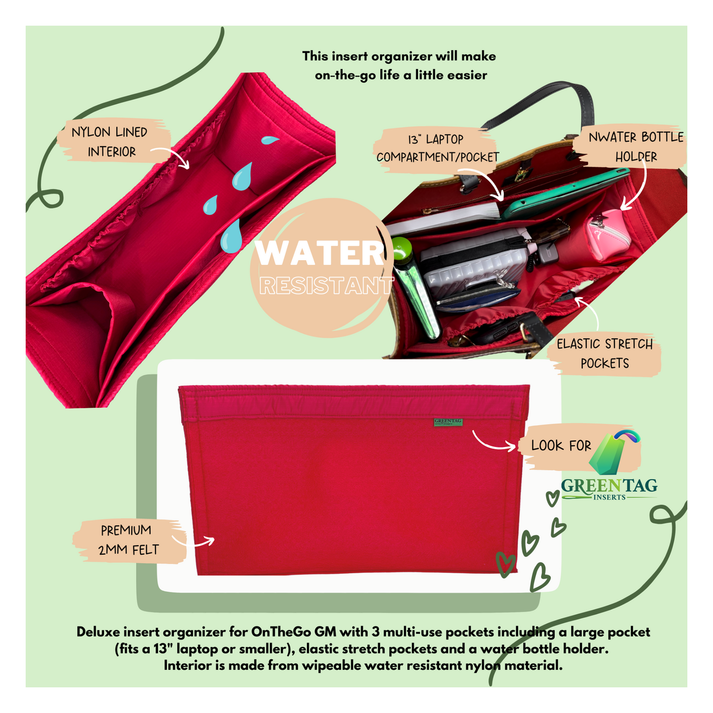 Deluxe Felt Insert Organizer for OnTheGo GM