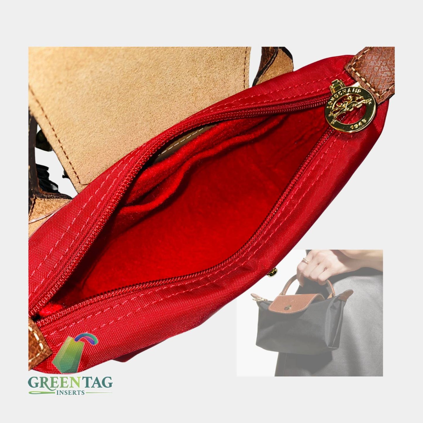 Felt Insert Organizer for Le Pliage Top Handle Cosmetic Pouch