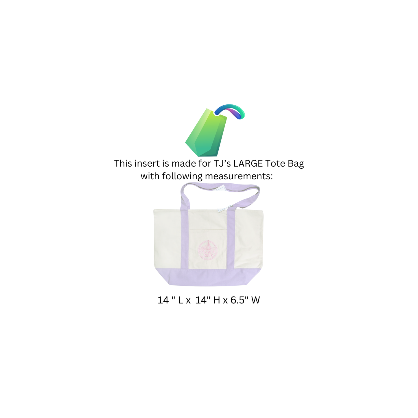 Luxe Slim Felt Insert Organizer for Trader J's Large Canvas Tote