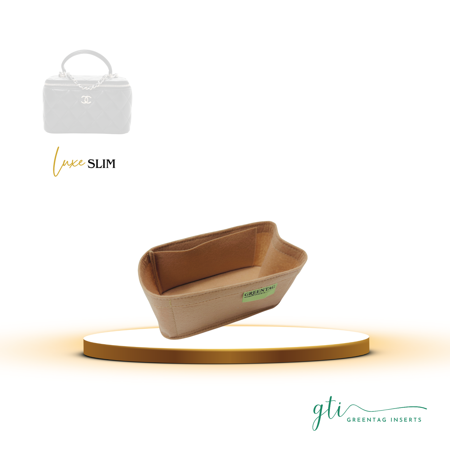 Luxe Slim Felt Insert Organizer for Small Vanity Case w/ Chain